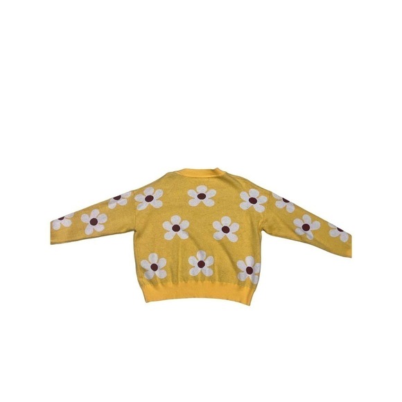 New Net.153 Yellow Floral Daisy cropped sweater sz Medium - Picture 3 of 5